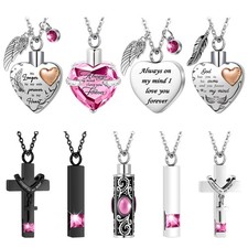 9 Pcs Heart Cross Cubic Urn Necklace for Ashes Keepsake Cremation Jewelry Sta...