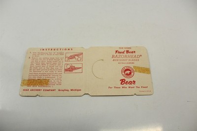 Vintage Advertising Collectible Box Insert From Fred Bear Razorhead Arrows 