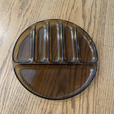 Vintage Guzzini Deli Plate: Tinted Plastic Divided Serving Platter, 1970s Italy 