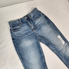 NWT Old Navy Jeans Girls Sz 16 Blue High Rise Slouchy Straight Frayed Adjustable