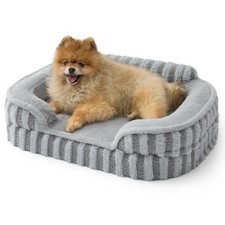 LE SURE Orthopedic Waterproof Small Dog Bed with High Back, Washable Cover, Grey