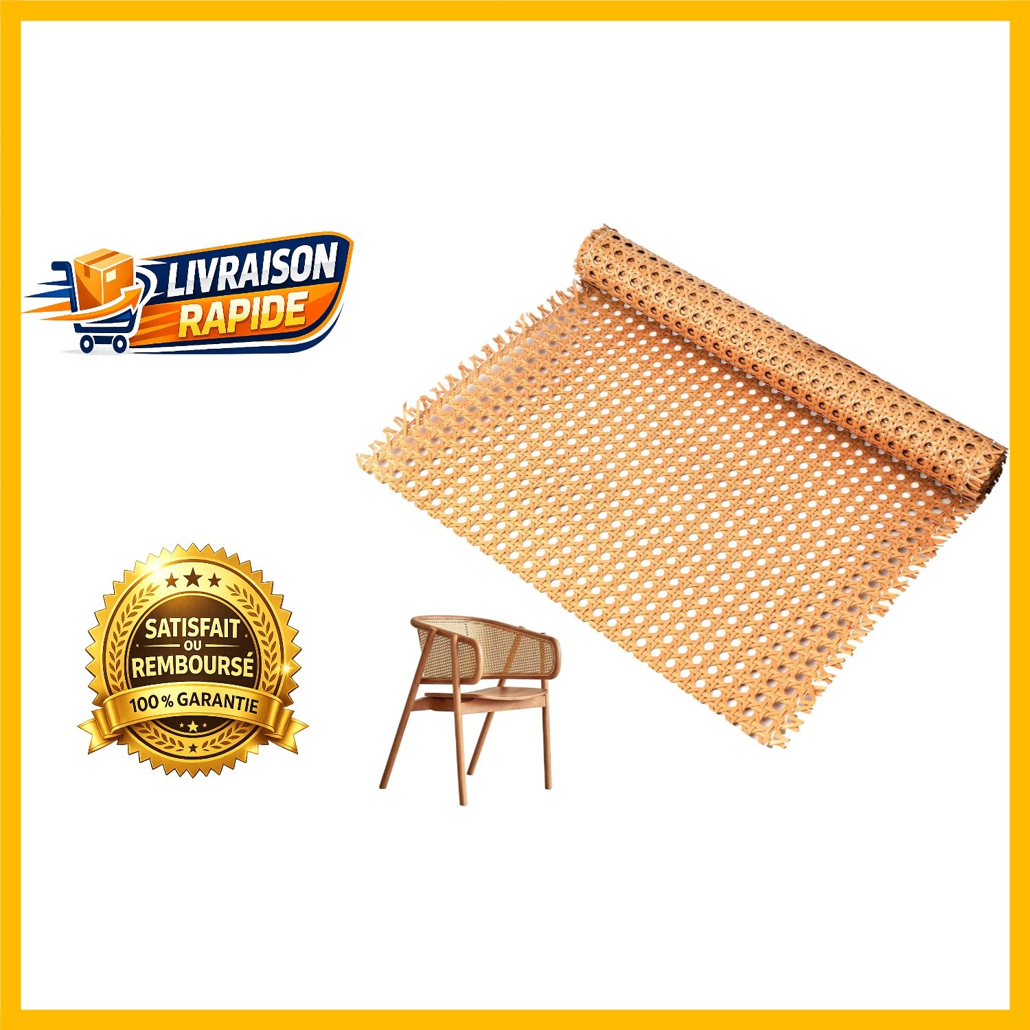 Cannage rotin PE de 150 cm rouleau tissage pour panneau de meuble et vannerie