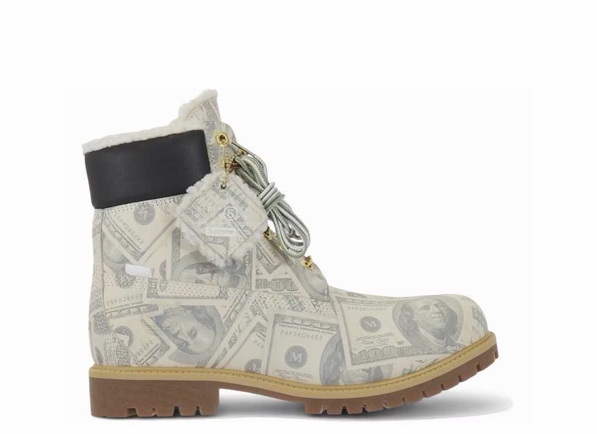 靴 Supreme MM6Maison MargielaTimberlandBoot Supreme x Maison Margiella Timberland 6” $100 Bill Boot CONFIRMED
