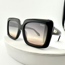 QUAY Sunglasses Womens Square Black Brown Gradient Lens Oversized 56mm Acetate