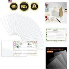 3x5 Inches Recipe Card Protectors, Recipe Card Covers, Index Card Sleeves, Se...