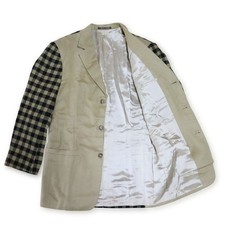 GIANNI VERSACE Cashmere Blend Check Pattern on Sleeves and Back Single-Breasted