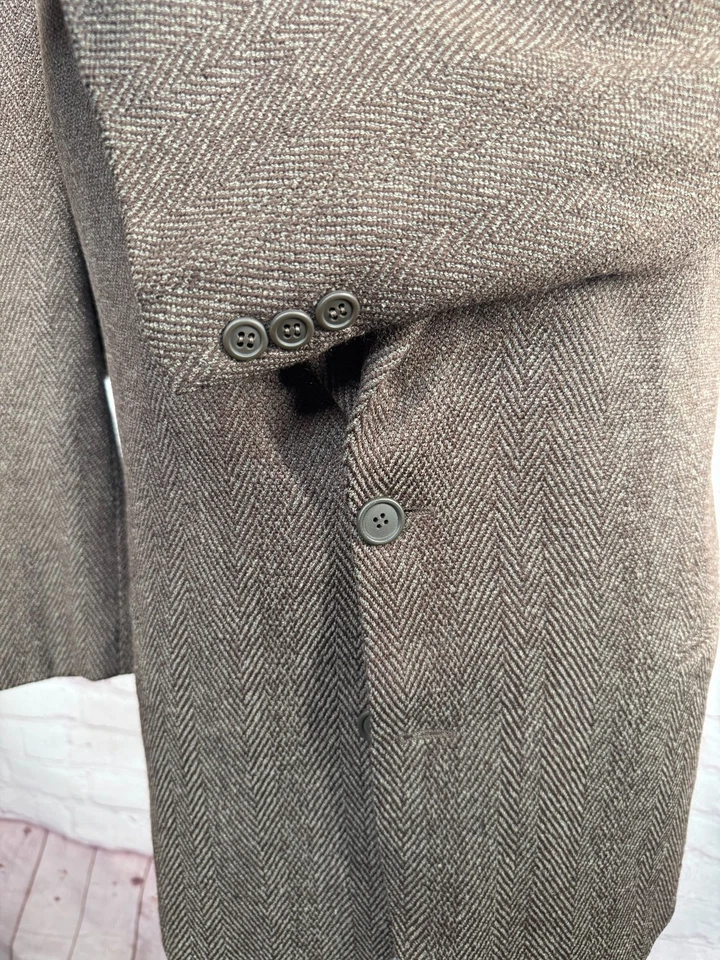 GIORGIO ARMANI Hombres Marrón ESPIGA ITALIANO Lana Abrigo Deportivo Blazer Chaqueta 41R Foto 4 de 4