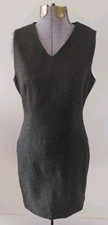 Vtg GAP Jumper Sheath Dress Women’s Gray Wool Sz 2 Minimalist Sleeveless EC