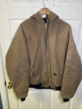 Berne Apparel Quilt Lined Canvas Hooded Jacket Faded Distressed Mens 2XL