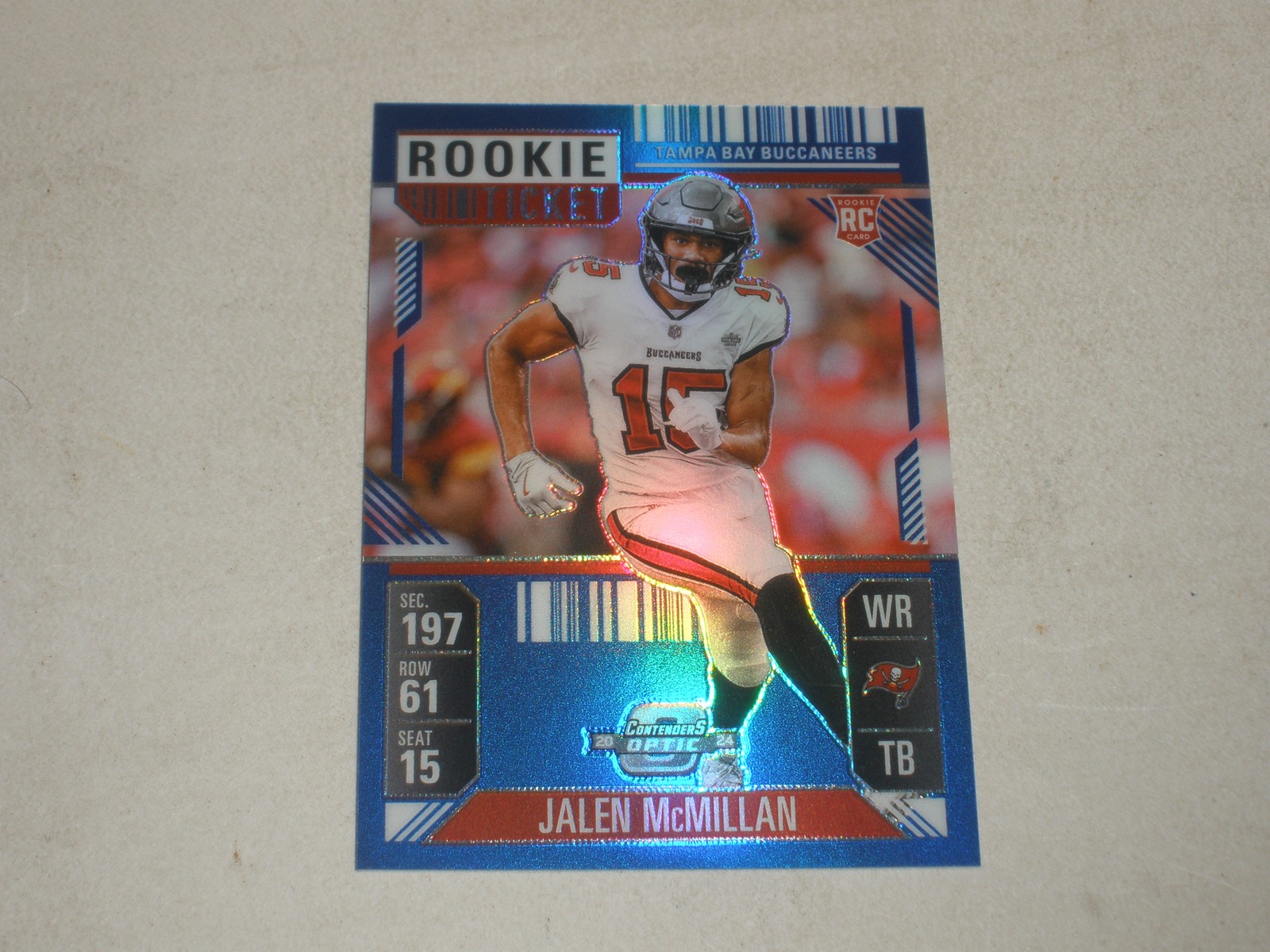 2024 Panini Contenders Optic Rookie Ticket Blue Prizm 72 Jalen McMillan 93/99 RC