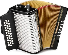 Hohner Corona II Diatonic Accordion, Jet Black - Key of G/C/F