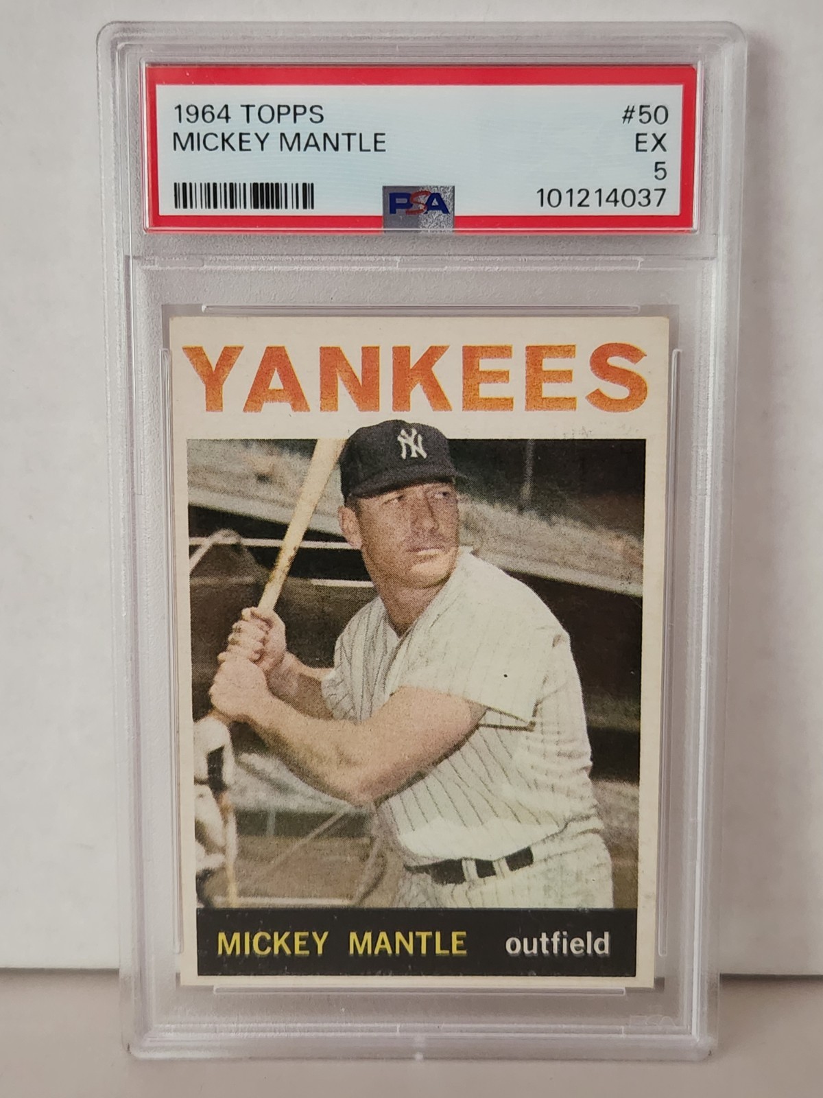 1964 Topps #50 Mickey Mantle * Graded PSA 5 EX 