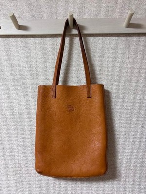 IL BISONTE Tote Bag Brown Leather Shoulder Bag Italy Vintage Minimal