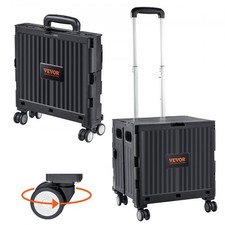 Foldable Utility Cart, 110 lbs Load Capacity, Folding Portable Rolling Crate...