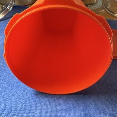 Vintage Tupperware Orange Plastic Canister 1222-6 Cylinder With