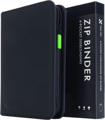 Trading Card Binder 4 Pocket Zip Album Holds 160 Cards Black Side Loading Protec