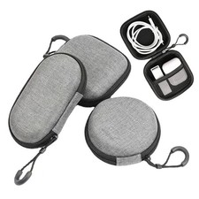 BetterJonny 3 Pack EVA Hard Earphone Carrying Case - Portable Storage Grey
