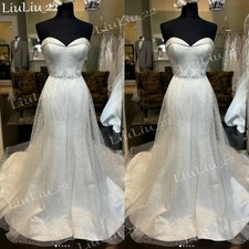 Simple Satin Wedding Dresses Glitter Sweetheart Train Bridal Gowns White Ivory