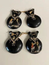 Vintage set wooden Castanets Bullfighter image handmade/painted spanish 1960s