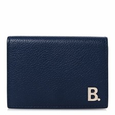 Balenciaga Mini B Trifold Wallet Navy Grained Calfskin   New Without Tags