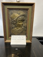 Targa da parete stile antico marrone bassorilievo medaglia art nouveau donna/bannet 