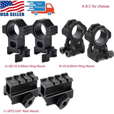 25.4mm/30mm Ring Scope High Profile Bracket Mount/0.83 Inch 3 Slot Riser Mount