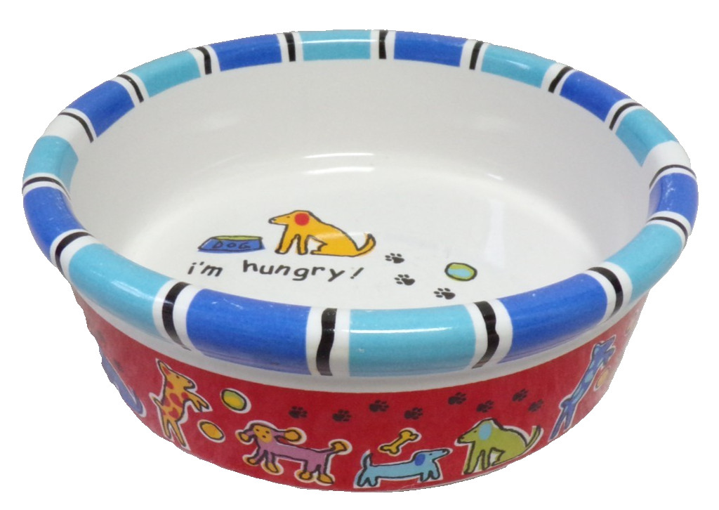Water Serving Dish Ceramic Bowl "i'm Hungry" Run Spot Run