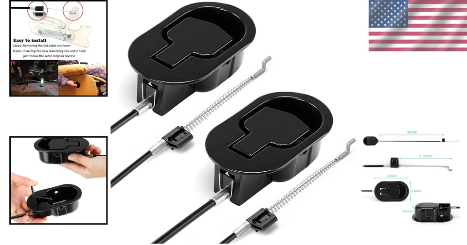 Easy Install 2Pcs Metal Recliner Handles with 4.9'' Cable - Repair Made Simple - Image 2 of 4