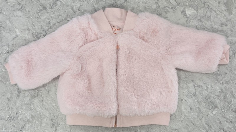 Cat & Jack Baby Infant Girl Pink Soft Faux Fur Jacket Coat 3-6mo Pre-Owned 