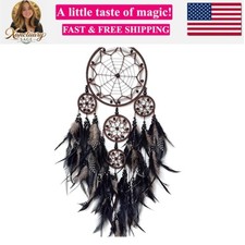 Large Dream Catcher Wall Decor Black Dream Catchers with Wooden Bead Handmade...