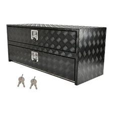 Black Aluminum 48"X18"X20" Underbody Truck Tool Box w/Drop Door & Drawer Storage