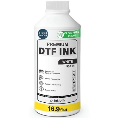 DTF Ink White 16.9 fl oz (500 ml) Refill   High Opacity, Clog-Free Formula   Com