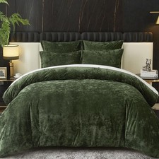 Crushed Velvet Comforter Set Queen Green Comforter Set 5pcs Ultra Soft Lightw...
