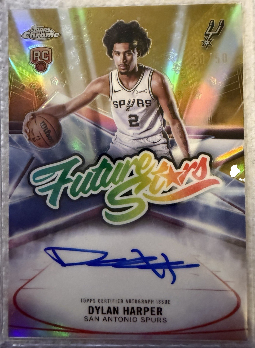 Dylan Harper 2025-26 Topps Chrome Future Stars Gold Refractor 20/50 Auto FS-DH