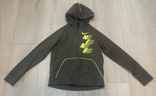 NIKE Boys Hooded Sweatshirt Hoodie Size Large Standard Fit Green Yellow Graphic