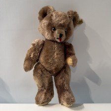 Vtg 1950s Character Novelty Co Teddy Bear 10" Open Mouth Jointed Mohair Ear Tag