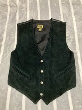 AJ Vintage 100 Genuine Suede Leather Black Western Biker Vest US Size Medium