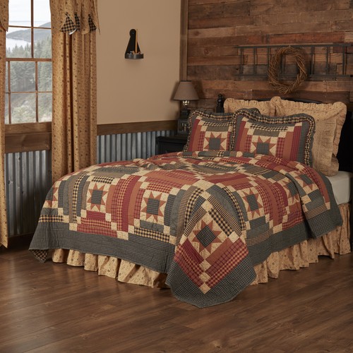 Primitive Queen Quilt Tan Patchwork Maisie Cotton Bedroom Decor VHC Brands - Picture 4 of 7
