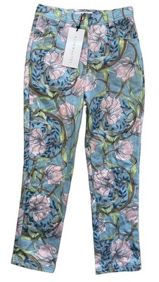 Isla & White Floral Cotton Pants 100% Cotton Canvas Jeans Floral sz Small S $290