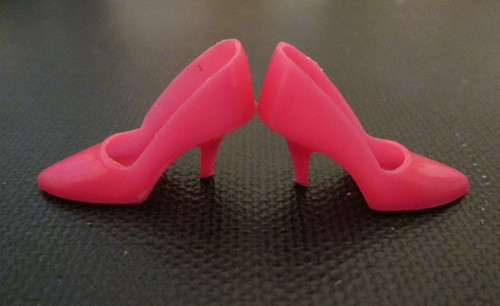 Vintage Barbie Shoes ~ HOT PINK Closed Toe CT Heels Marked Japan