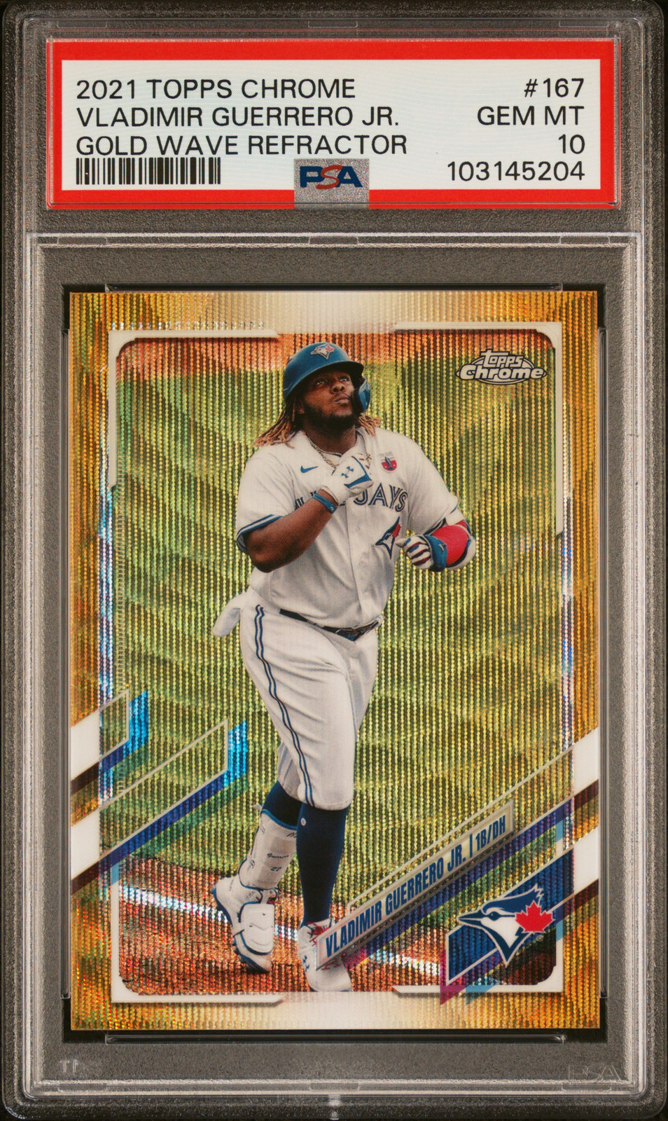 2021 TOPPS CHROME GOLD WAVE REFRACTOR #167 VLADIMIR GUERRERO JR. 46/50 PSA 10
