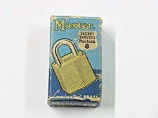 Vintage Master Secret Service Padlock No.8 With Keys