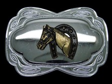 TC09150 VINTAGE 1970s  HORSE  HORSESHOE  WESTERN  COWBOY BELT BUCKLE
