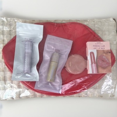 Tarte Makeup Travel Bag & Set: Red Bag, Mascara, Maracuja Lip Balm, Blush