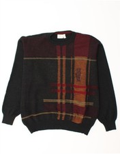 BABISTA Mens Crew Neck Jumper Sweater UK 46/48 2XL Black Check Polyacrylic CI15