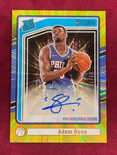 2024-25 Donruss Adem Bona Yellow Laser Rated Rookie Auto 1/15 Philadelphia 76ers