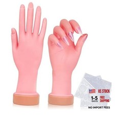 1Pcs Silicone Practice Hand for Nail Training with 48 Adhesive Tabs - Fake Hand