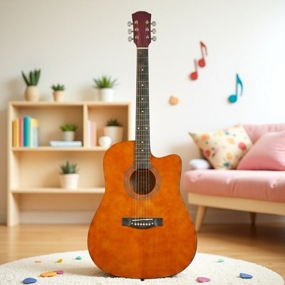 41'' Beginner Acoustic Guitar Set - Cutaway Dreadnought Full Size Tuner Vintage