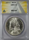 1885 O Morgan Silver Dollar ANACS MS-64
