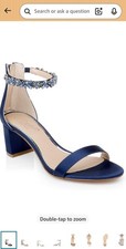Badgley Mischka Jewel Catalina Womens Sz 5 M Navy Pumps Rhinestone Ankle
